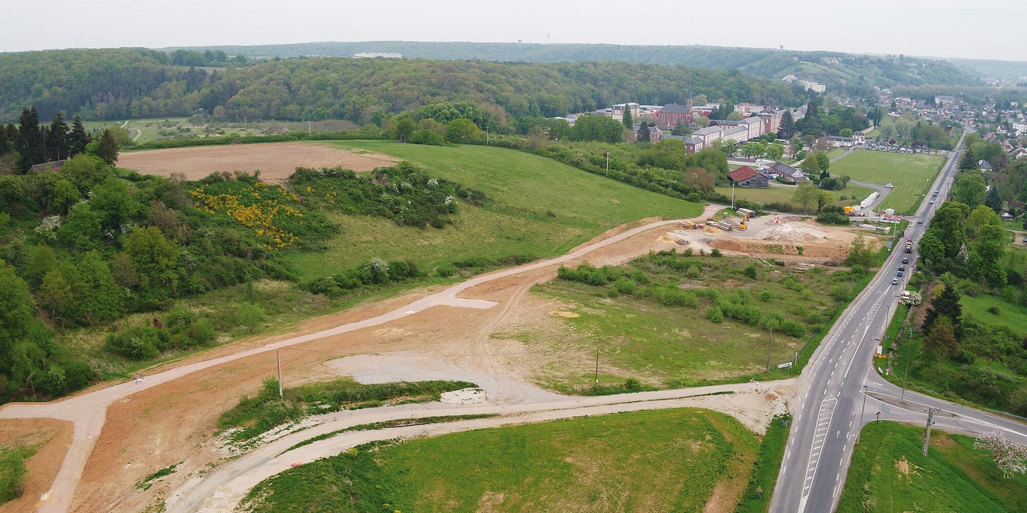 Zone de travaux du demi-échangeur de Saint-Sébastien-de-Morsent