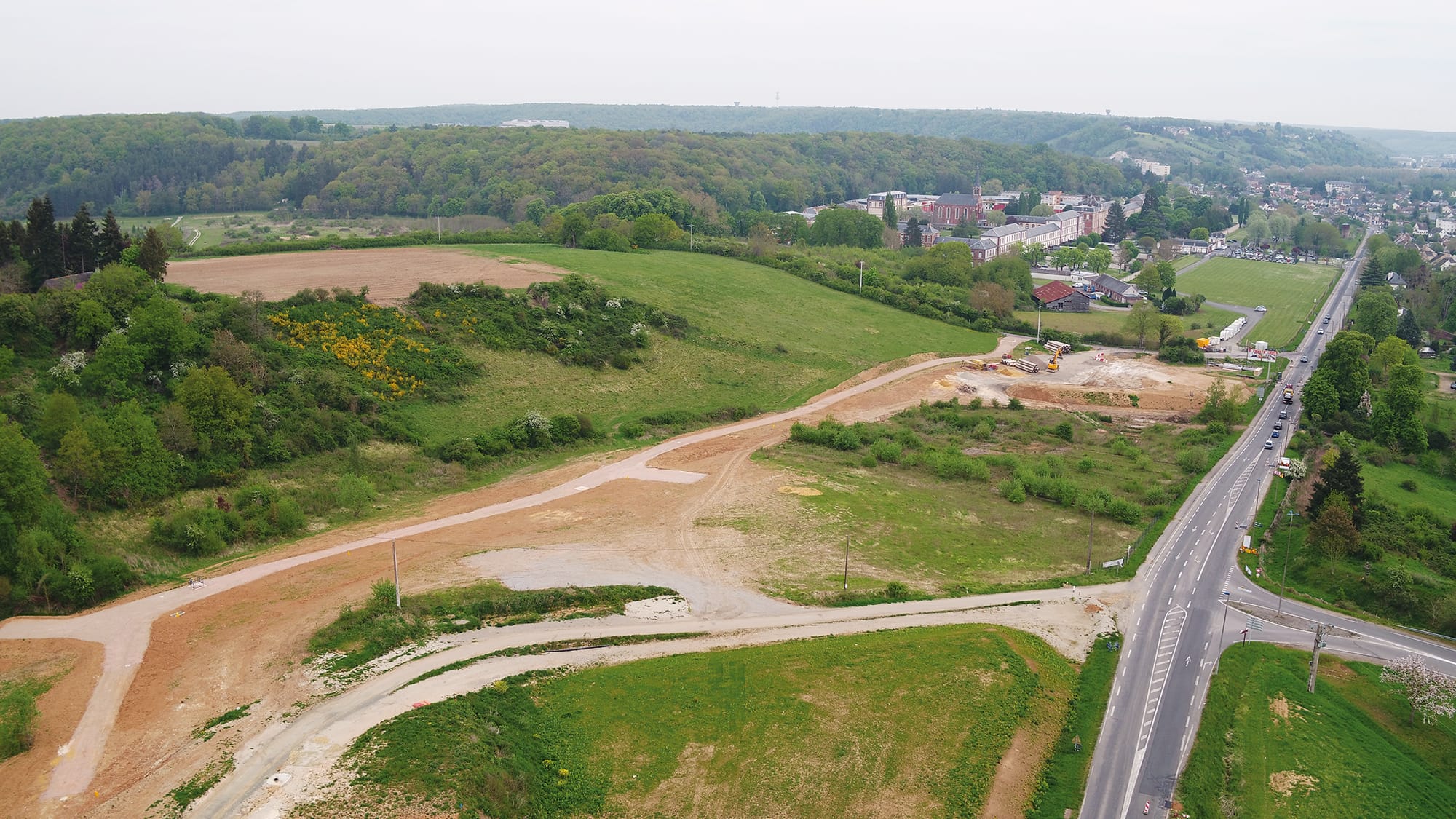 Zone de travaux du demi-échangeur de Saint-Sébastien-de-Morsent