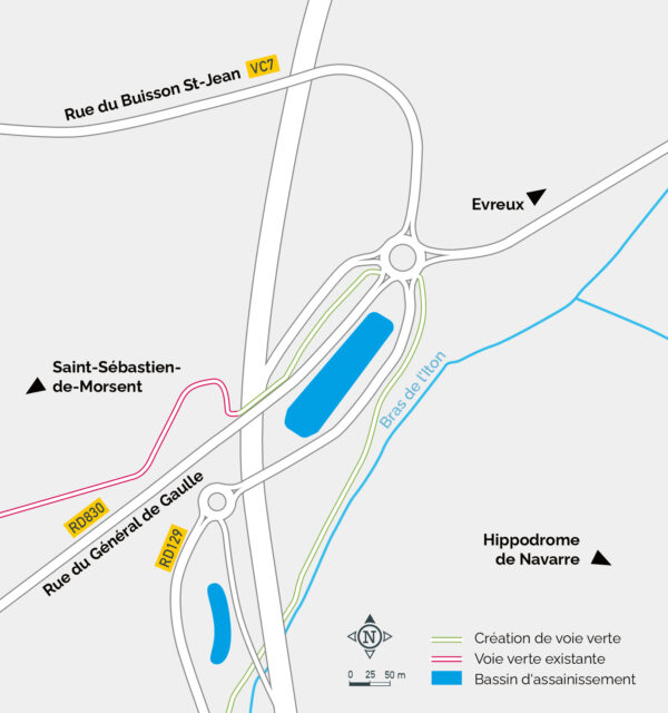 Représentation du demi-échangeur de Saint-Sébastien-de-Morsent à l’issue des travaux